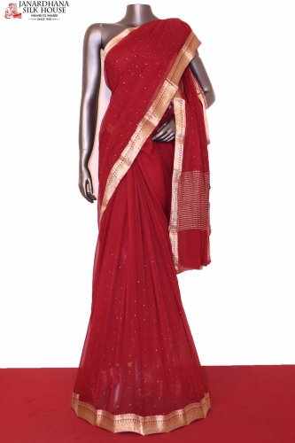 Designer Pure Silk Chiffon-Mukesh Work